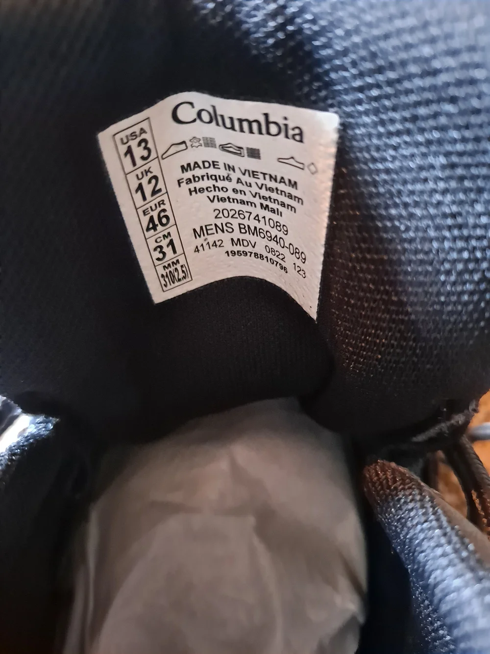 Columbia Men's Re-Peak Mid Hiking Boots dark grey & black Size 13